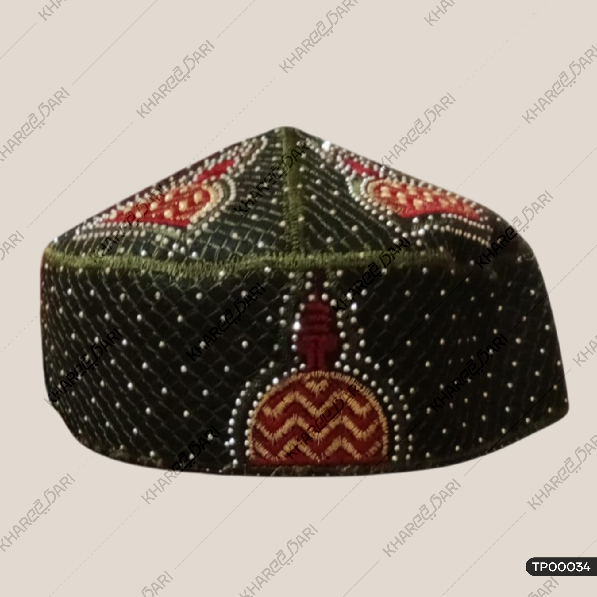 Ajmer Sharif Ramadan Gift Stone Stud Ismaic Prayer Embroidery Kufi Cap