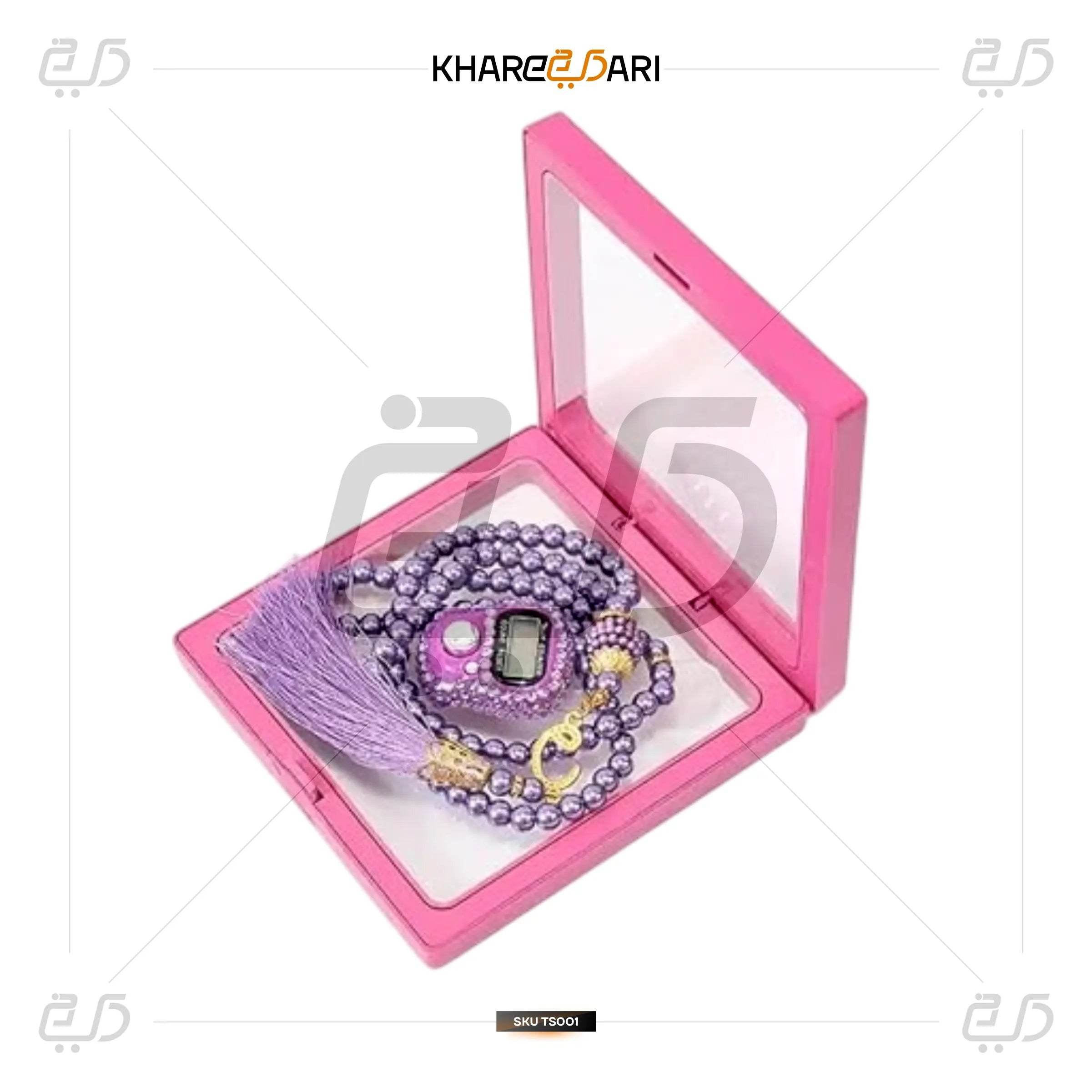 99 Glass Beads Prayer Tasbeeh with Digital Tally Counter - Khareedari 
