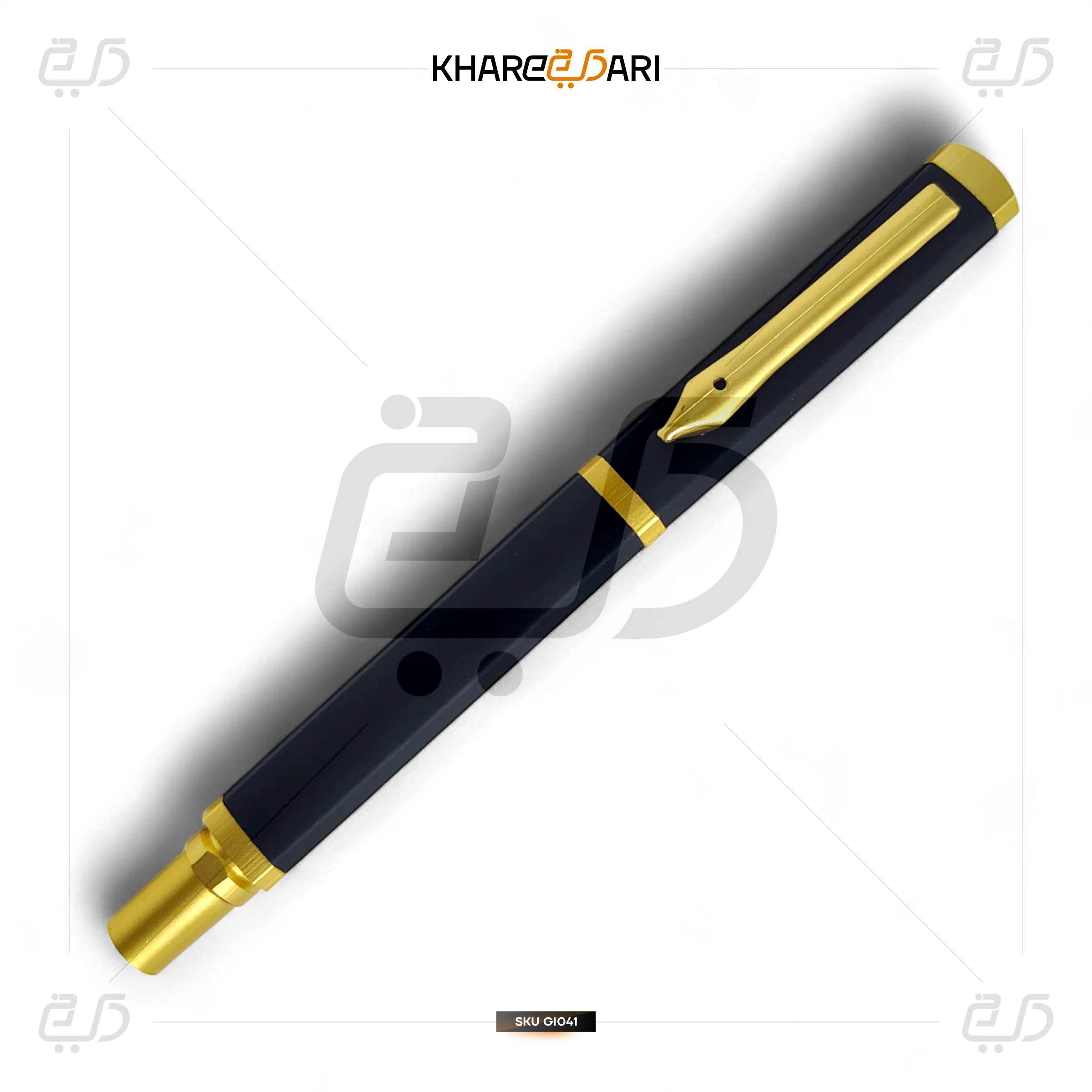 Triangular Shape Unique Design Zed Black Golden Designer NIB Shape Clip Metal Body Roller Ball Pen. - Khareedari 