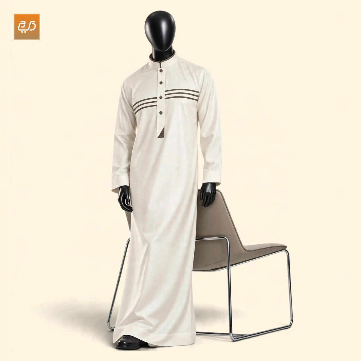 Almaas Saudi Designer Jubba | Ivory