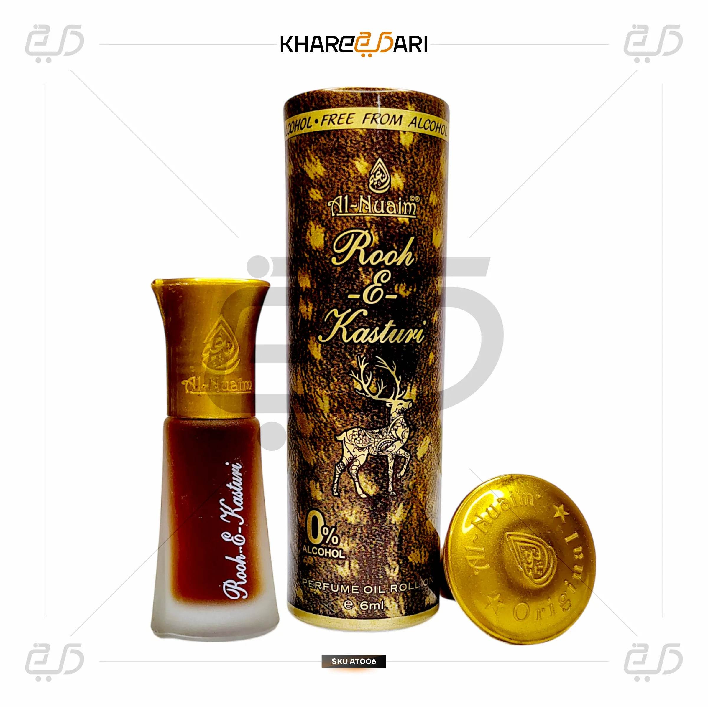 Al Nuaim Rooh E Kasturi 6ML | Long-Lasting Musk Attar for Men - Khareedari 