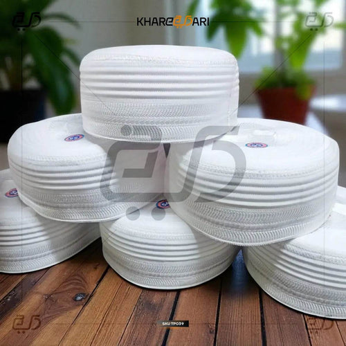 Ruby Arts Jalali Namaz Cap | Zigzag Pattern - Khareedari White Pattern