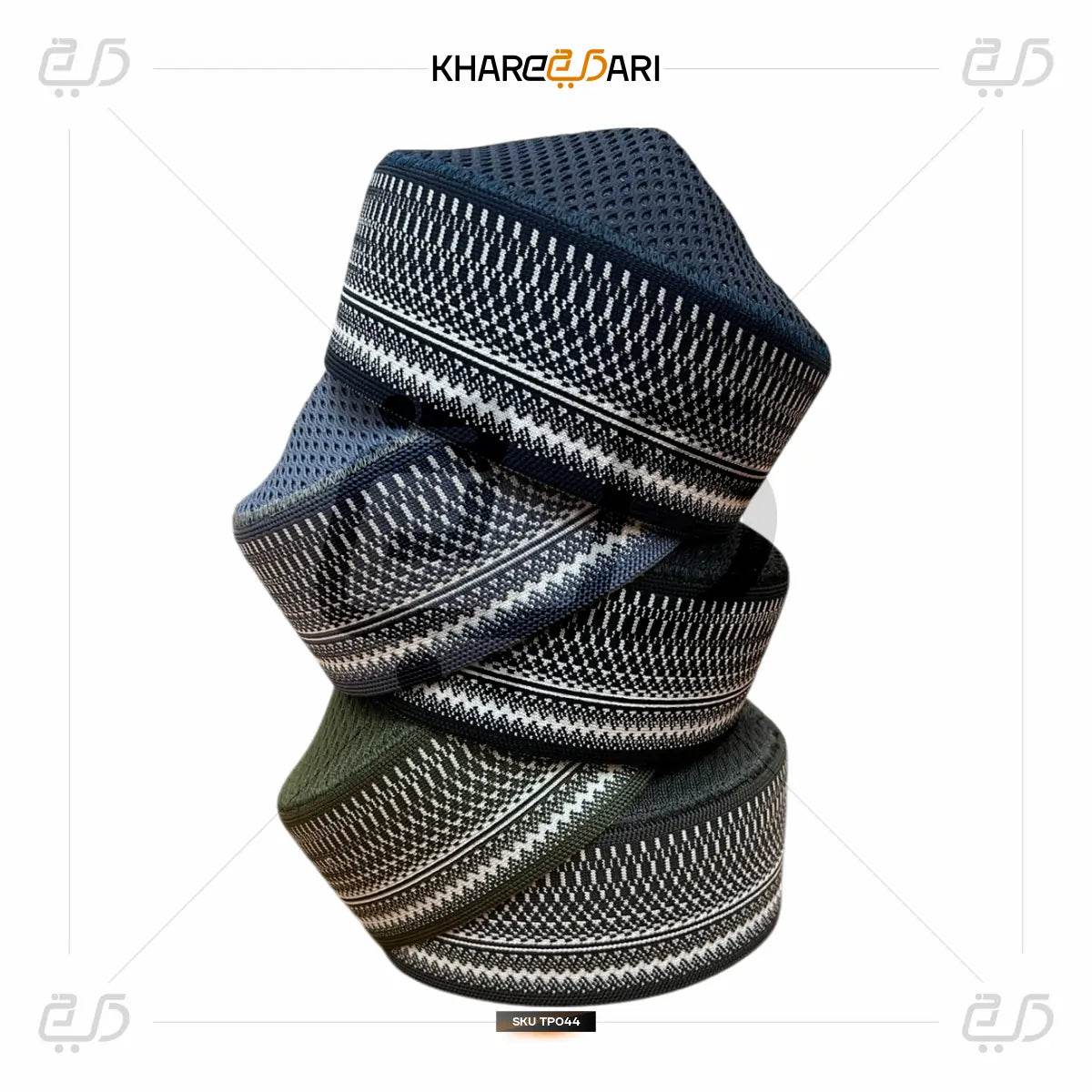 Polyester Mufti Islamic Topi | Lahariya Design Prayer Cap - Khareedari 
