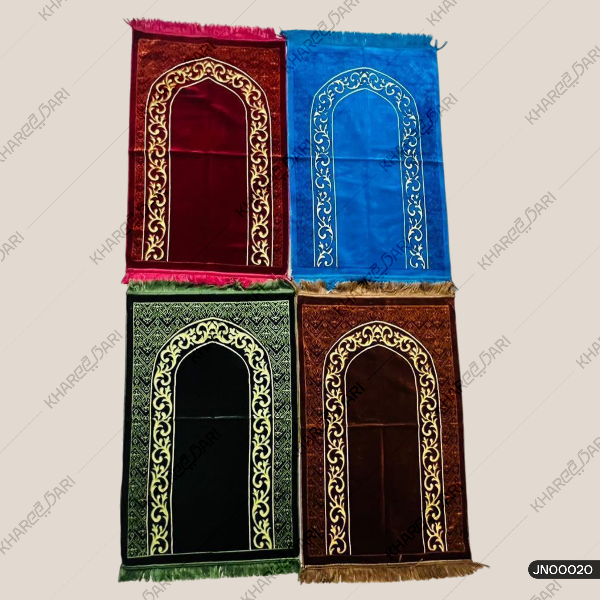 Velvet  Aazan Silver Turkey Prayer Mat Musalla Janamaz