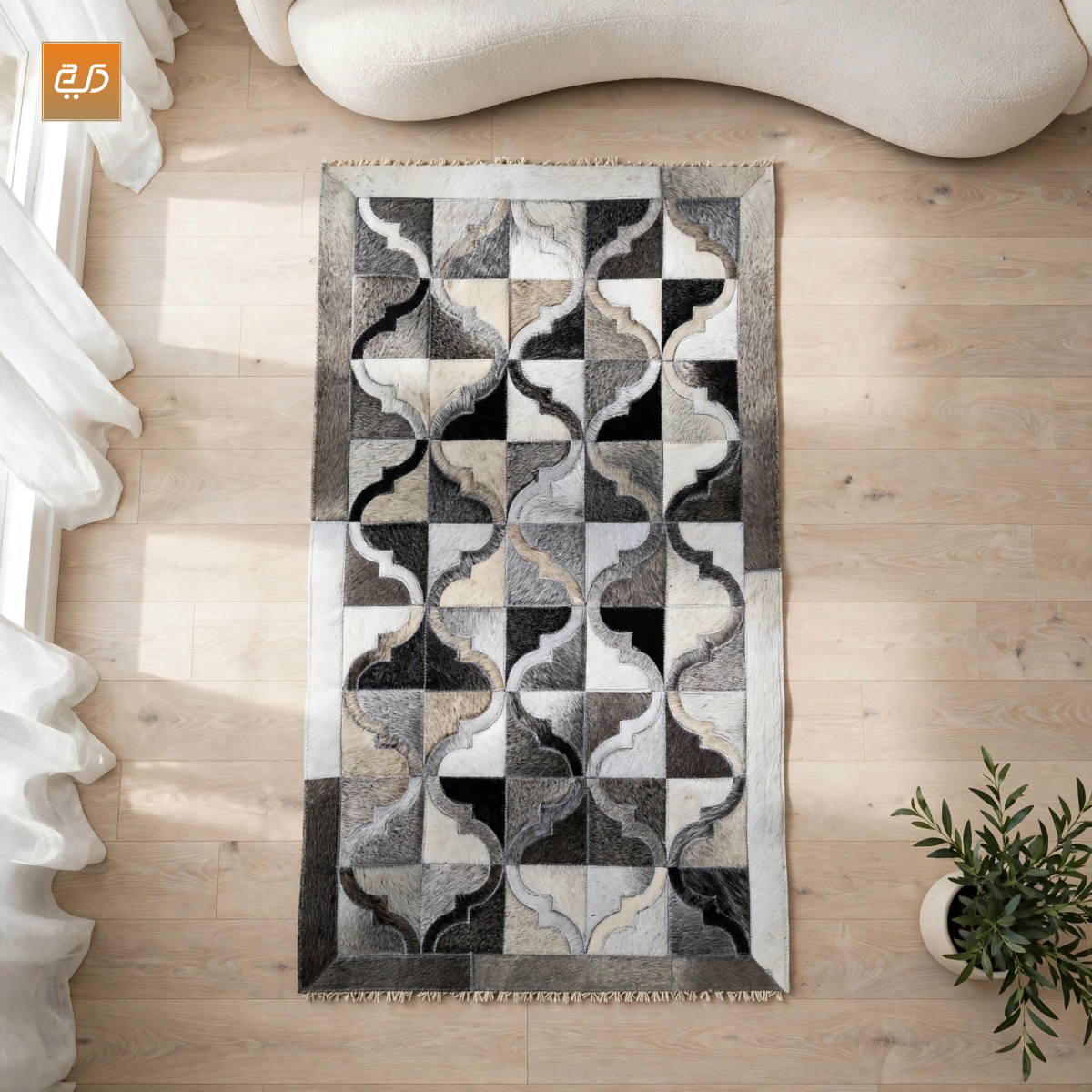 Abstract Arch Design Handcrafted Goat Leather Janamaz