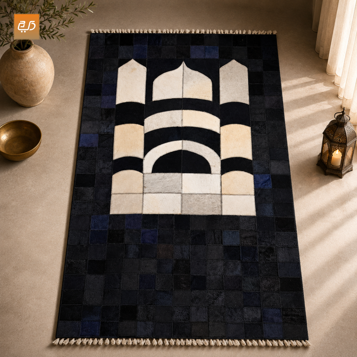 Patchwork Leather Janamaz | Real Goat Hair