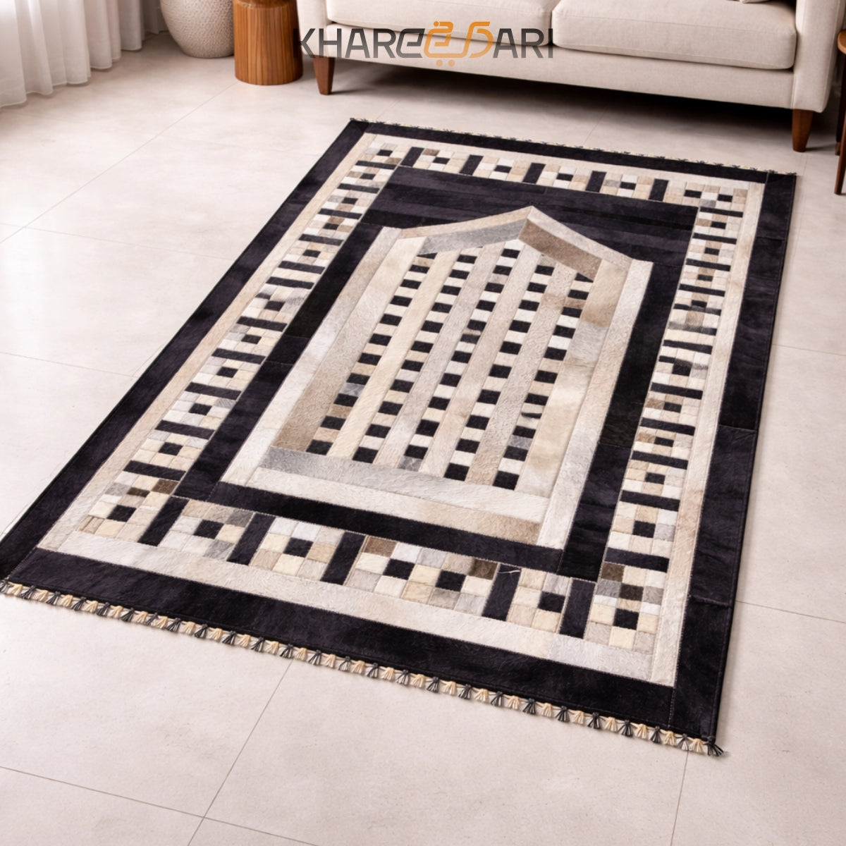 Designer Leather Prayer Mat with Real Goat Hair | Premium Luxury Janamaz