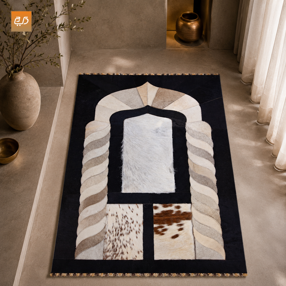 Designer Leather Prayer Mat with Real Goat Hair | Premium Luxury Janamaz