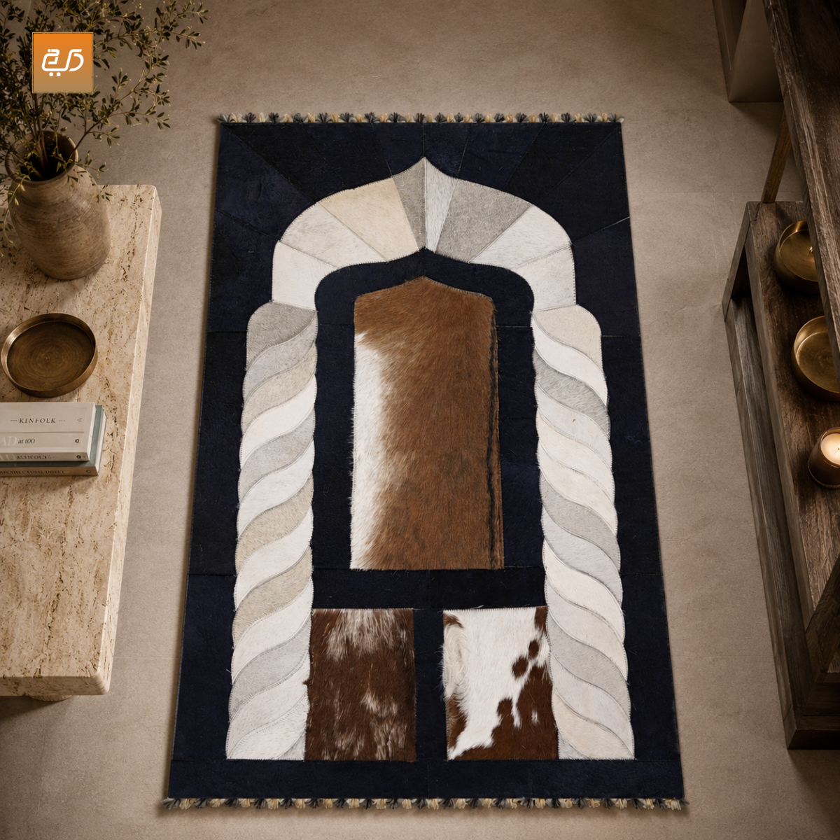 Designer Leather Prayer Mat with Real Goat Hair | Premium Luxury Janamaz