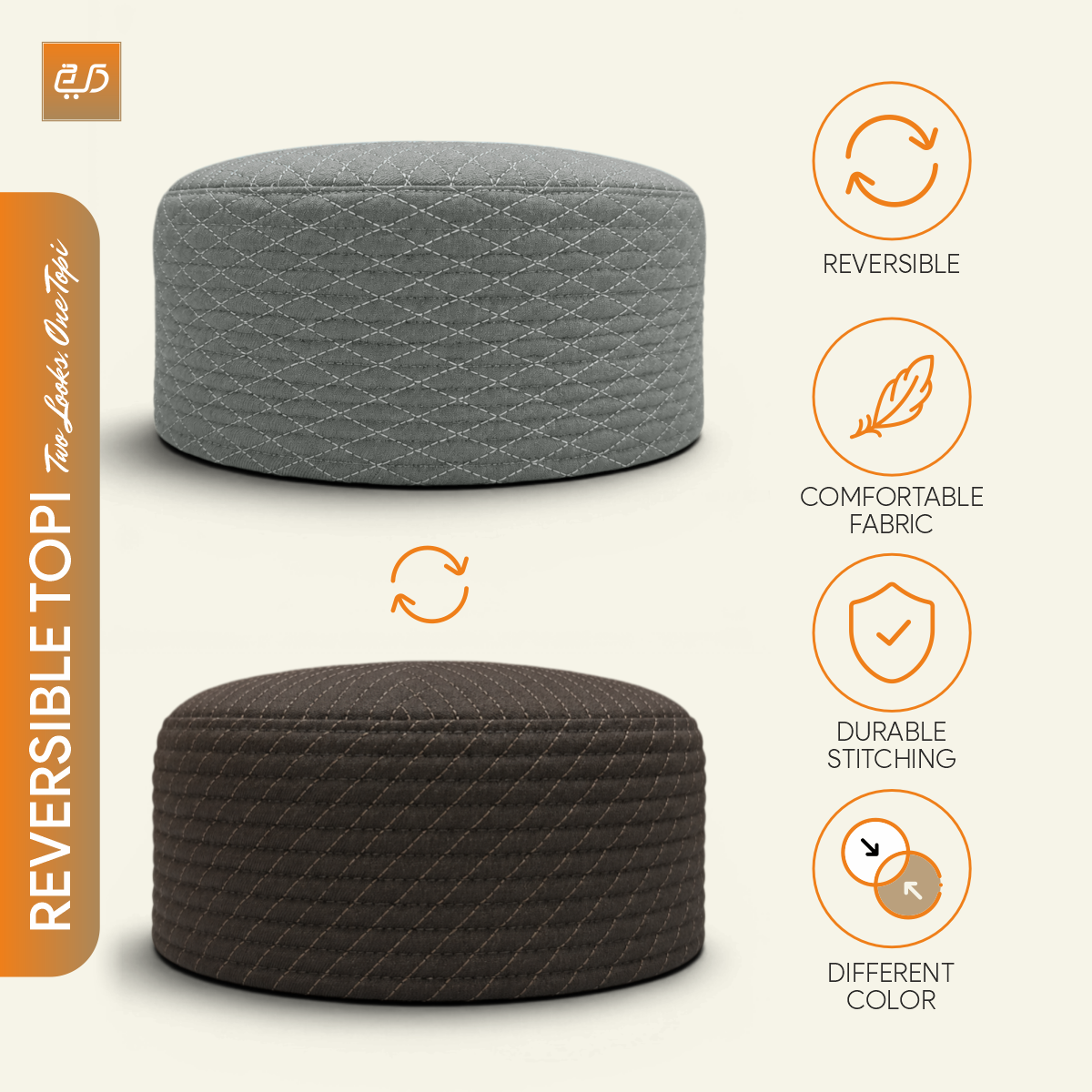 Reversible Namaz Cap | Premium Dual Color Topi