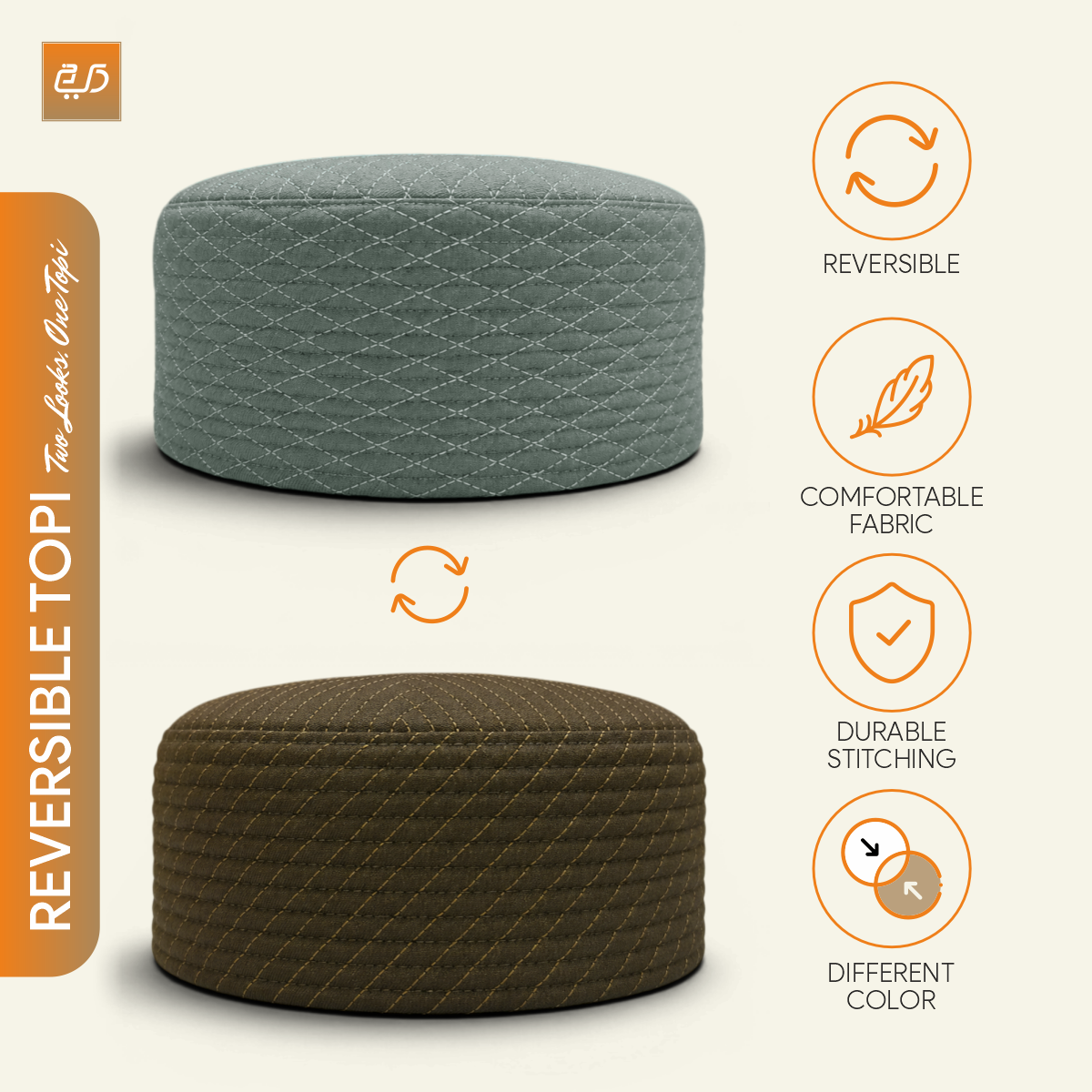 Reversible Namaz Cap | Premium Dual Color Topi