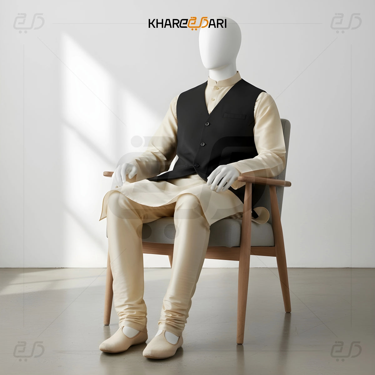 Men’s V-Neck Waistcoat – Classic Black Formal Vest