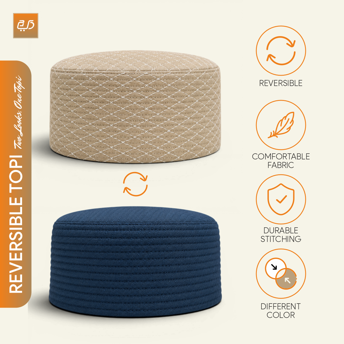 Reversible Namaz Cap | Premium Dual Color Topi