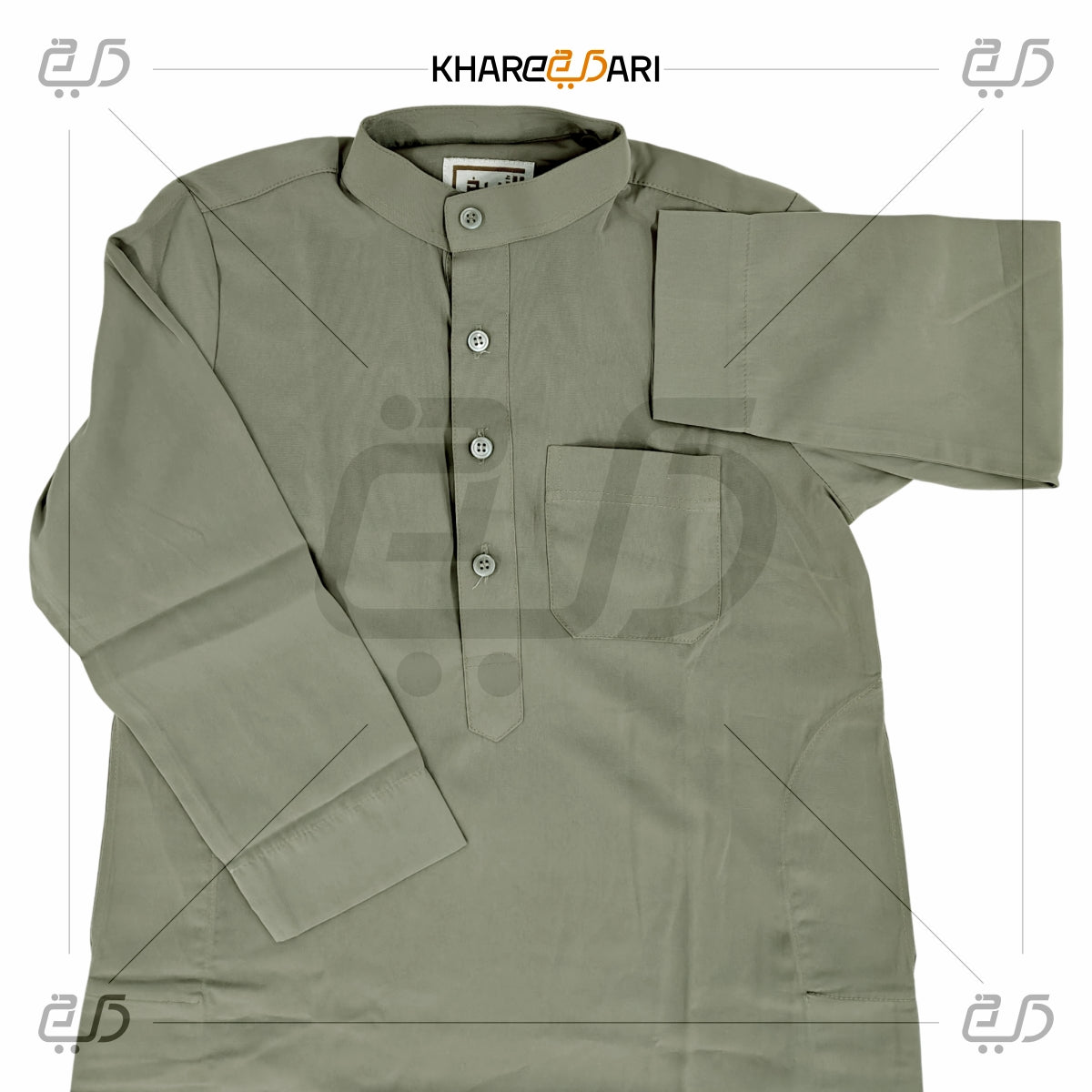 Olive Green Classic Buttoned Jubba