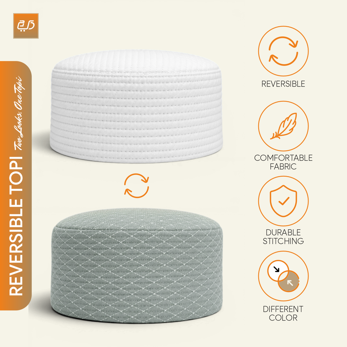 Reversible Namaz Cap | Premium Dual Color Topi