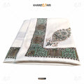 Kashmiri Printed White Scarf – Green & Gold Border
