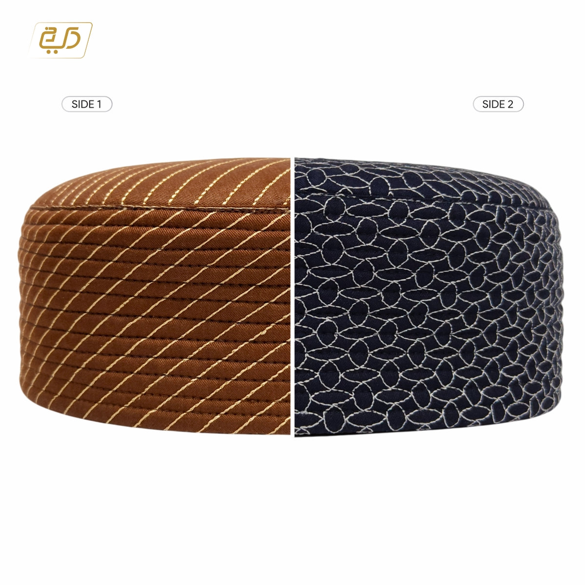 Dual Design Reversible Namaz Cap – Chevron & Geometric Pattern