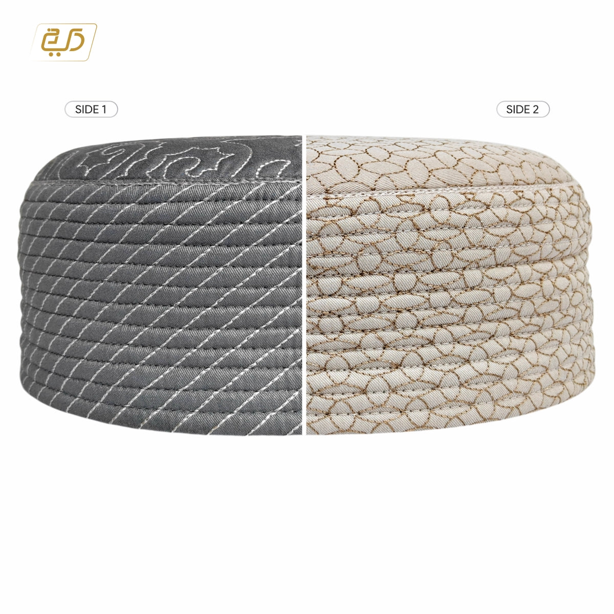 Dual Design Reversible Namaz Cap – Chevron & Geometric Pattern