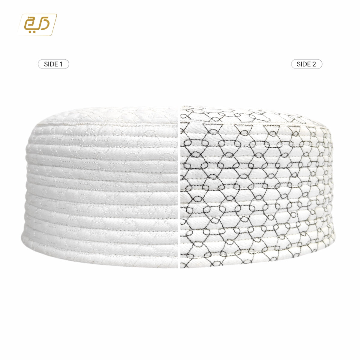 Premium Reversible  Dual Design (Geometric & Chevron Stitch) Prayer Topi