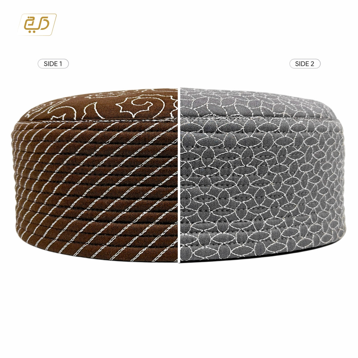 Dual Design Reversible Namaz Cap – Chevron & Geometric Pattern
