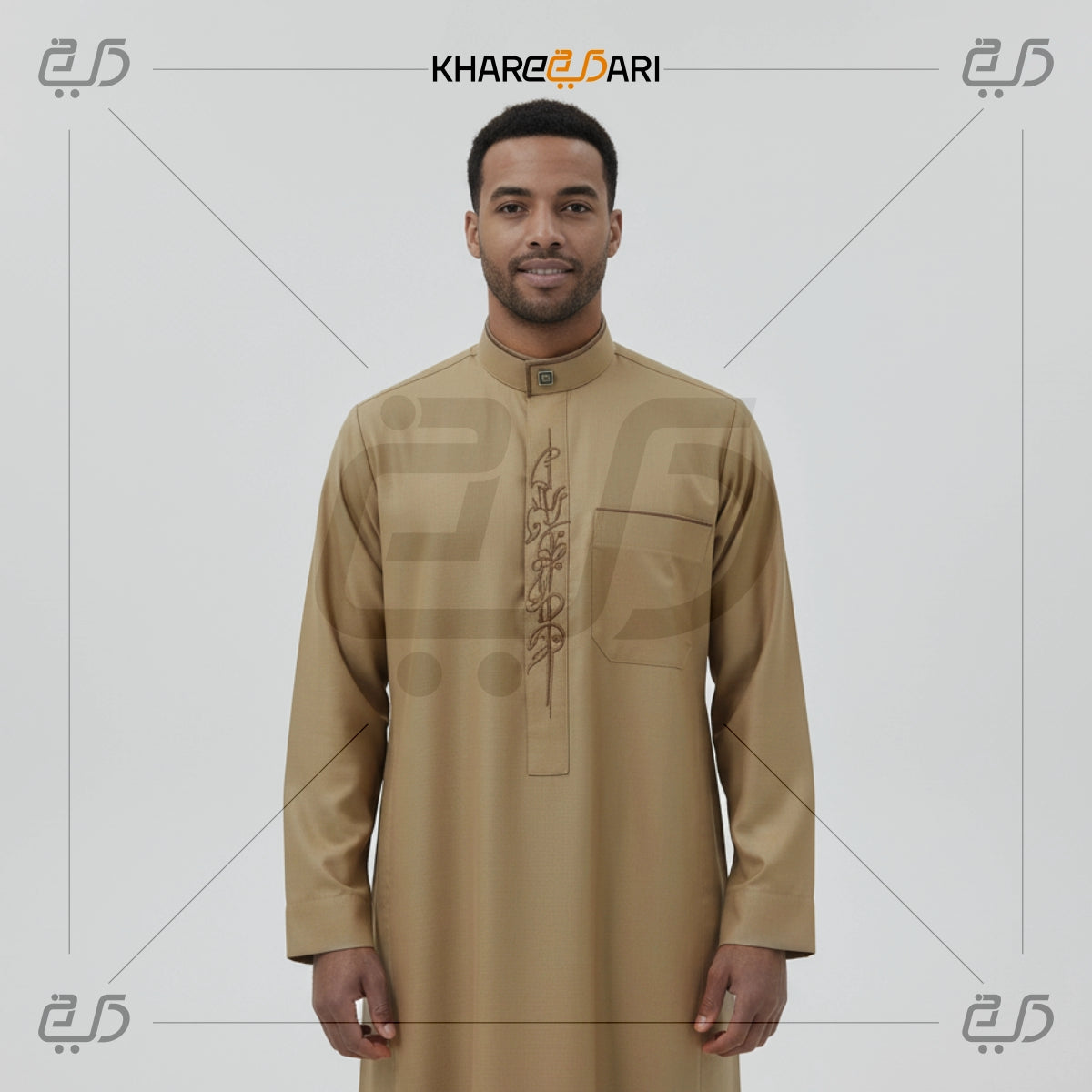 Men’s Embroidered Panel Collar Jubba