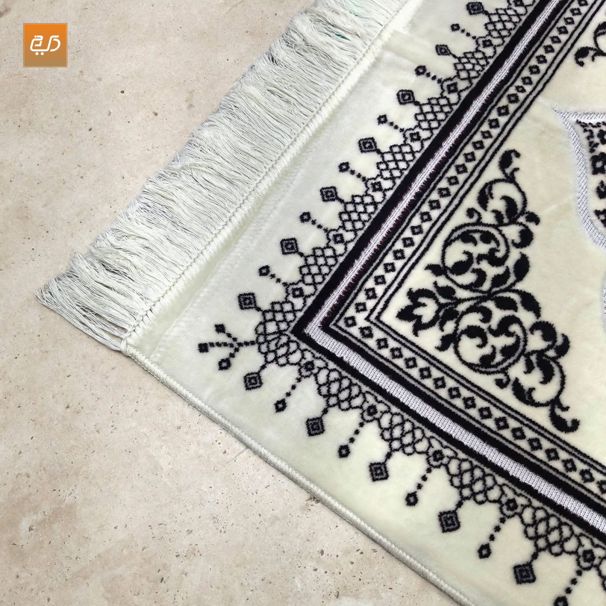 Soft Velvet Cream Turkish | Floral Janamaz