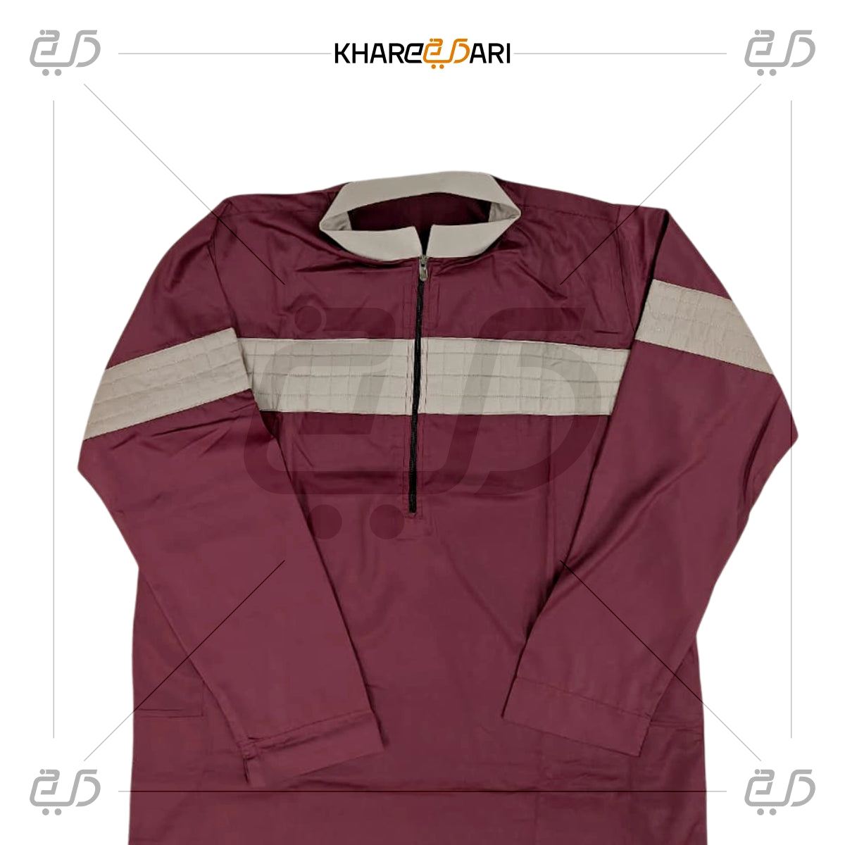 Maroon & Cream Half-Zip Dual Chest Panel Jubba