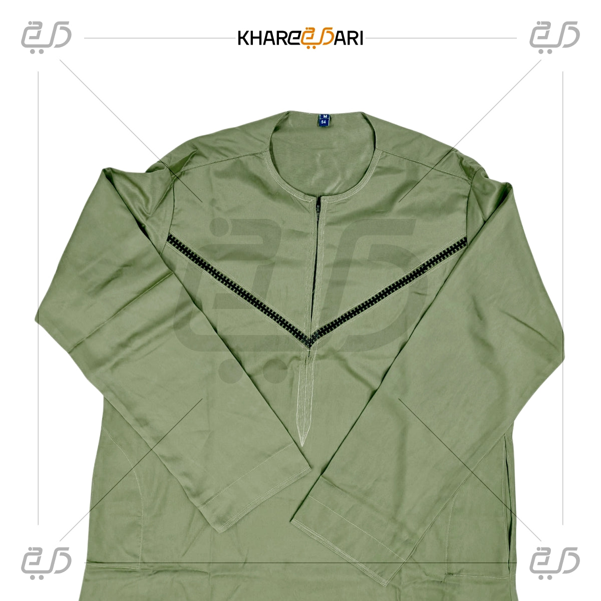 Classic V-Panel Olive Green Omani Jubba
