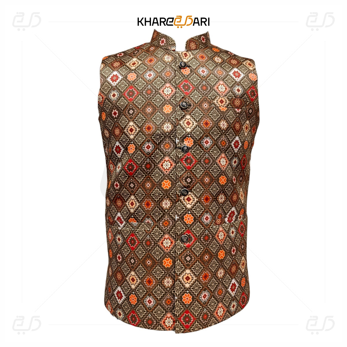 Ethnic Printed Satin Nehru Jacket (Sadri)