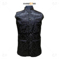 Black Jacquard Self-Design Waistcoat