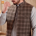 Men’s Plaid Nehru Waistcoat | Classic Ethnic Vest