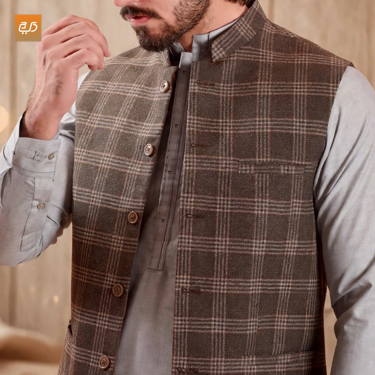 Men’s Plaid Nehru Waistcoat | Classic Ethnic Vest