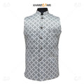 Geometric Printed Satin Nehru Jacket (Sadri)