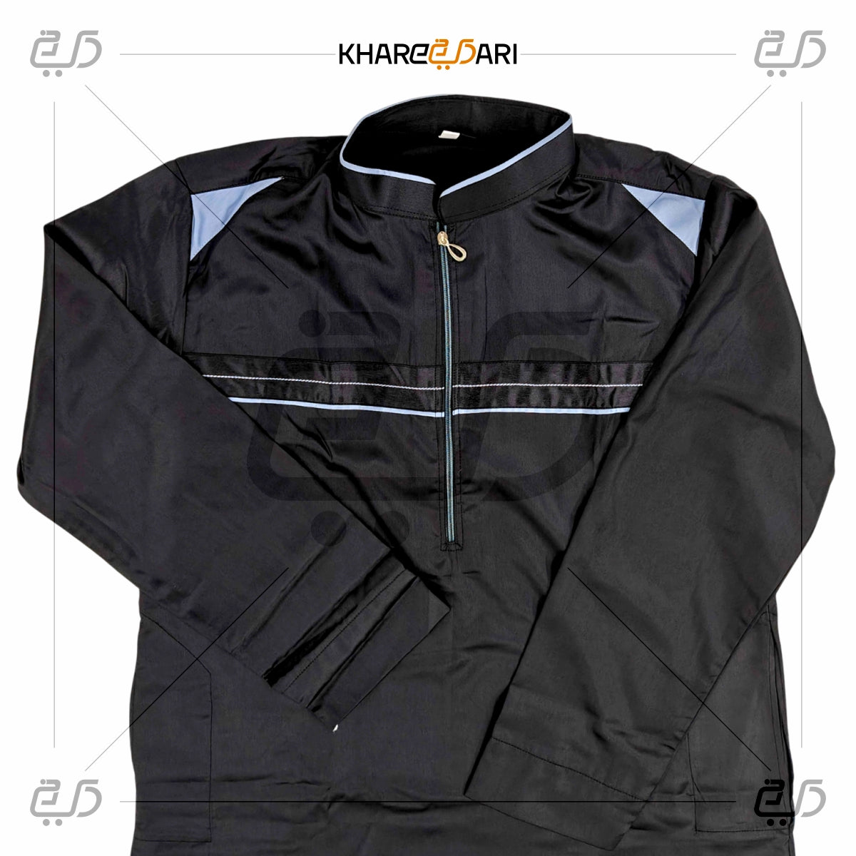 Black Modern Contrast Panel Thobe