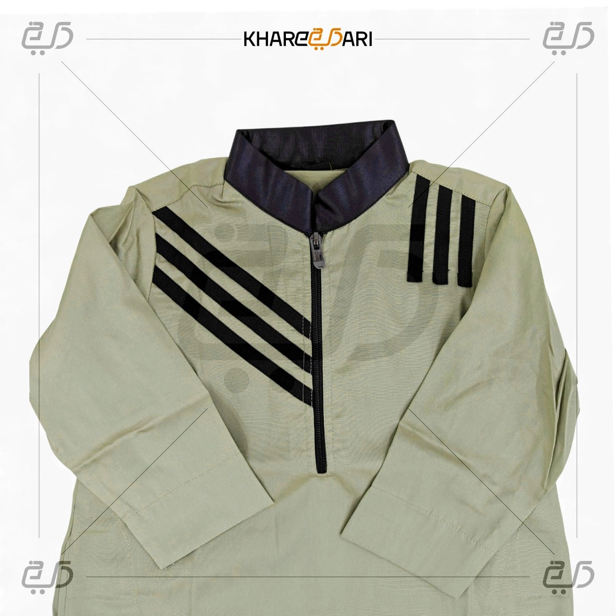 Striped Shoulder Half-Zip Jubba For Kids