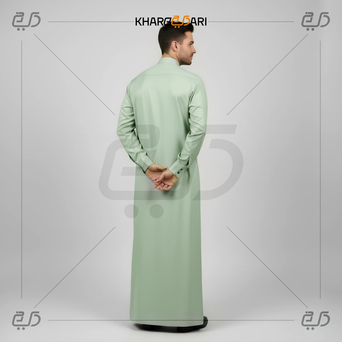 Mint Green Saudi Button Panel Jubba