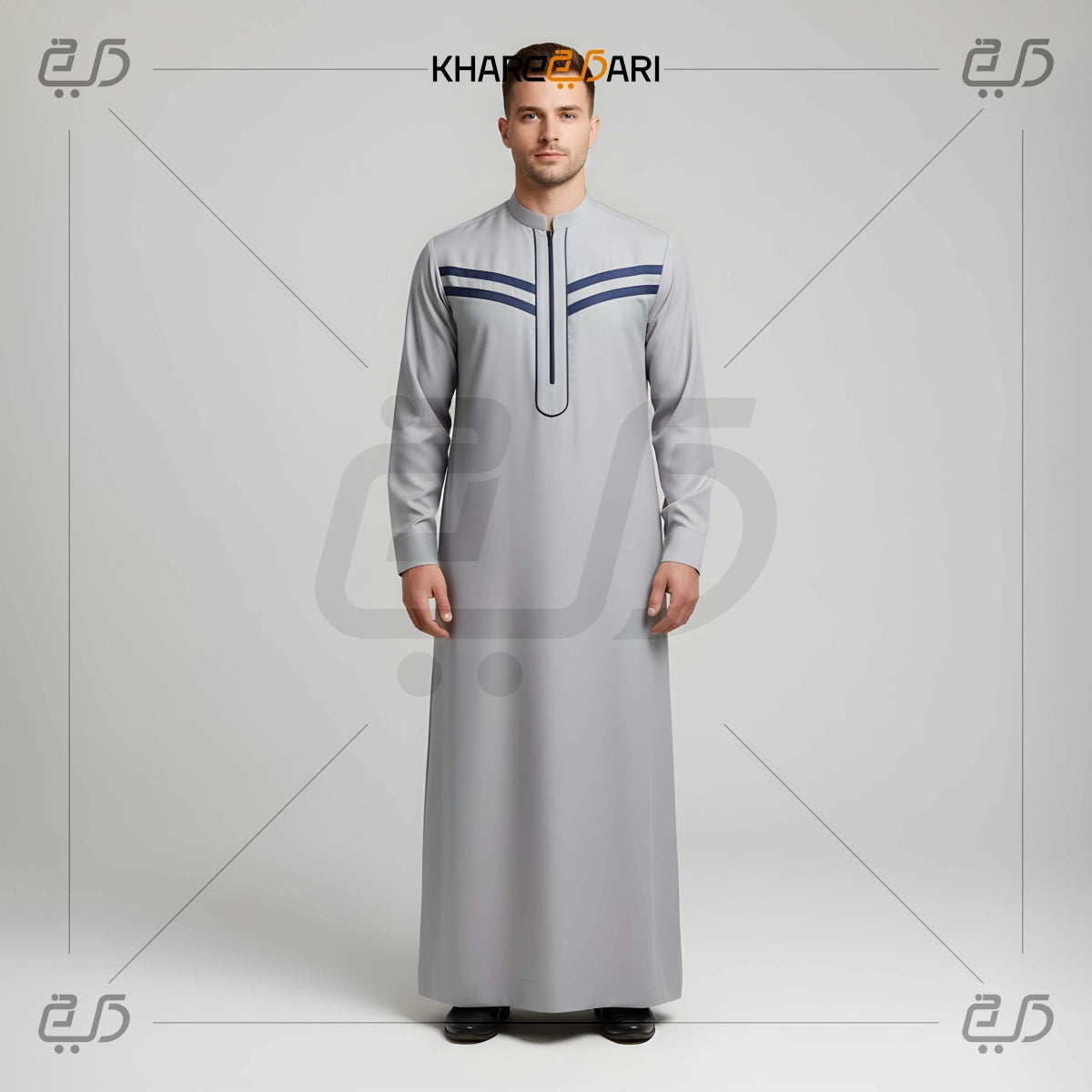 Dual-Stripe Panel Zip Placket Jubba