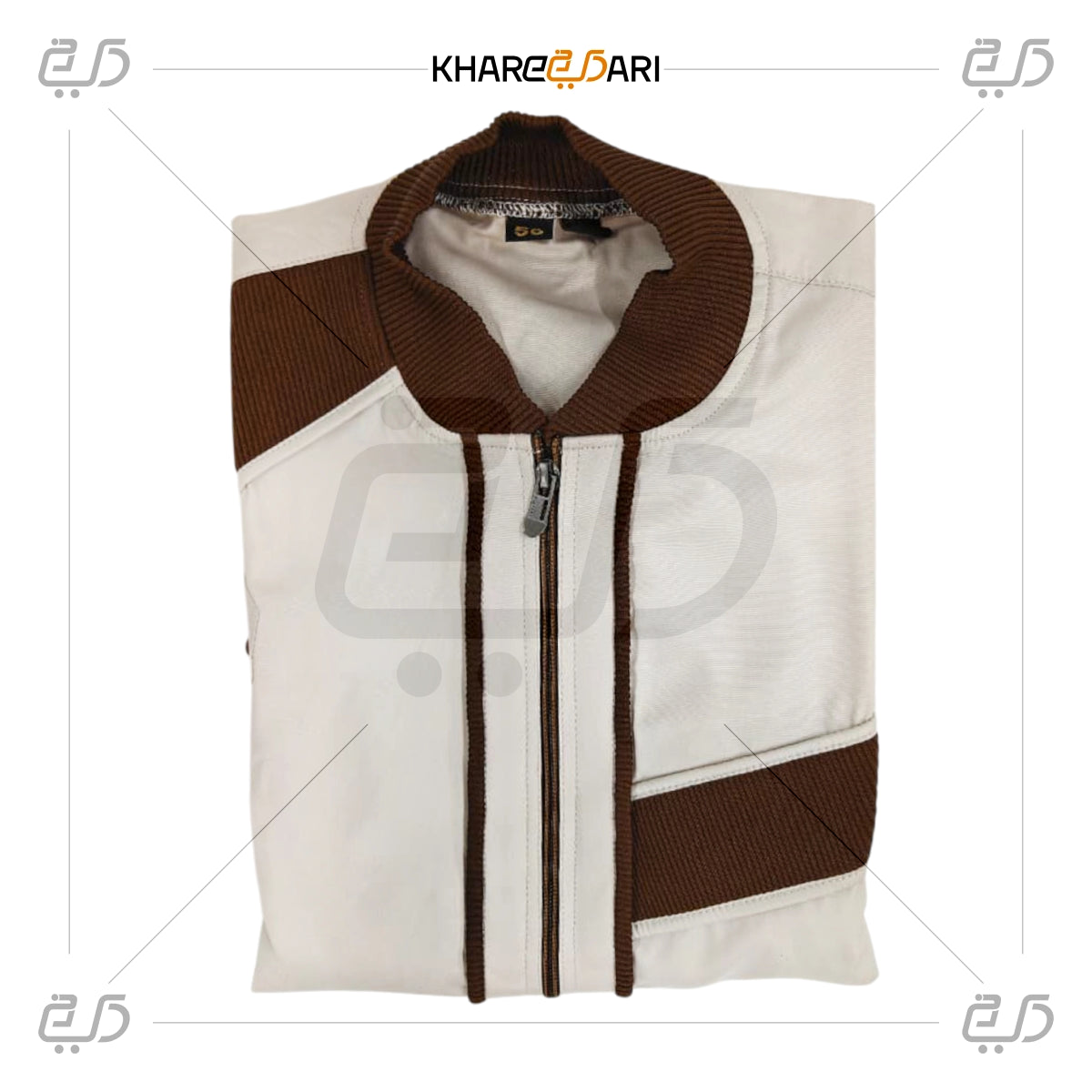 Cream & Brown Two-Tone Panel Emirati Style Jubba