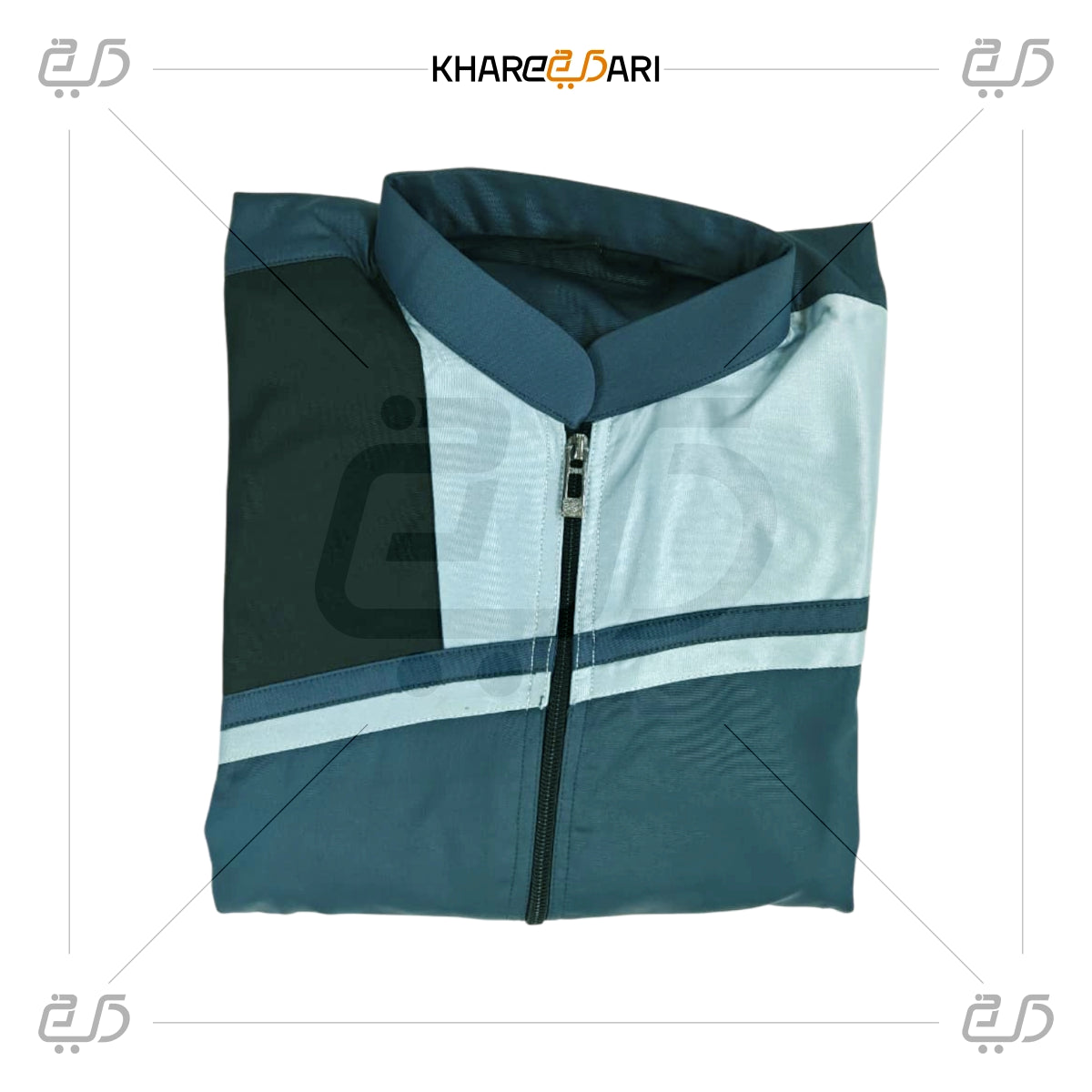 Navy & Sky Blue Diagonal Panel Half-Zip Jubba