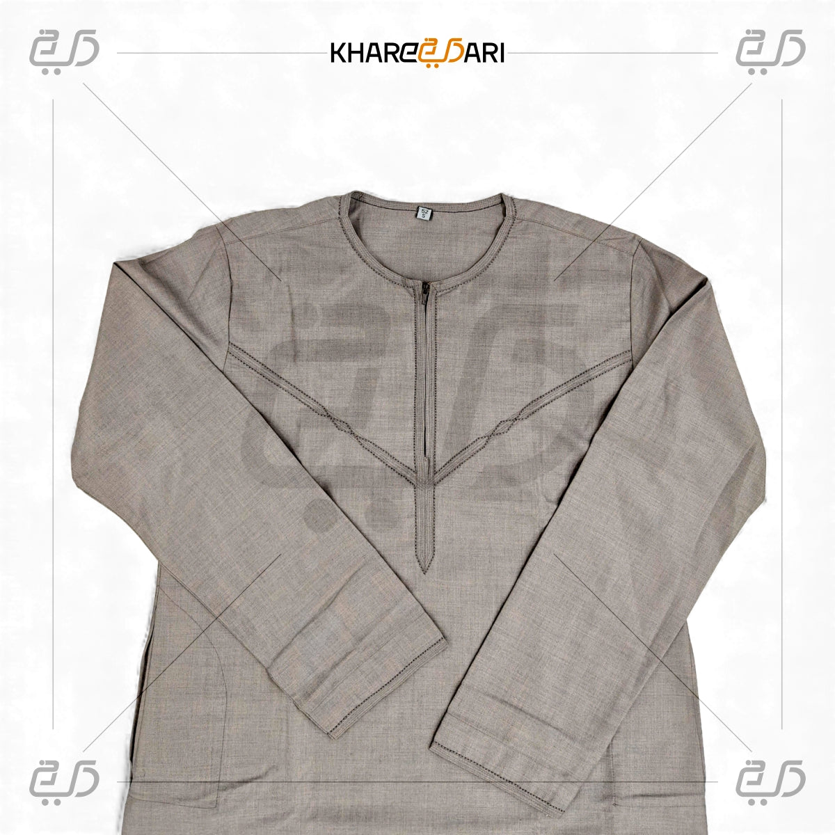 Soft Grey Casual Wear Zipper Thobe