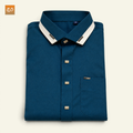 Saudi Contrast Collar Jubba | Blue