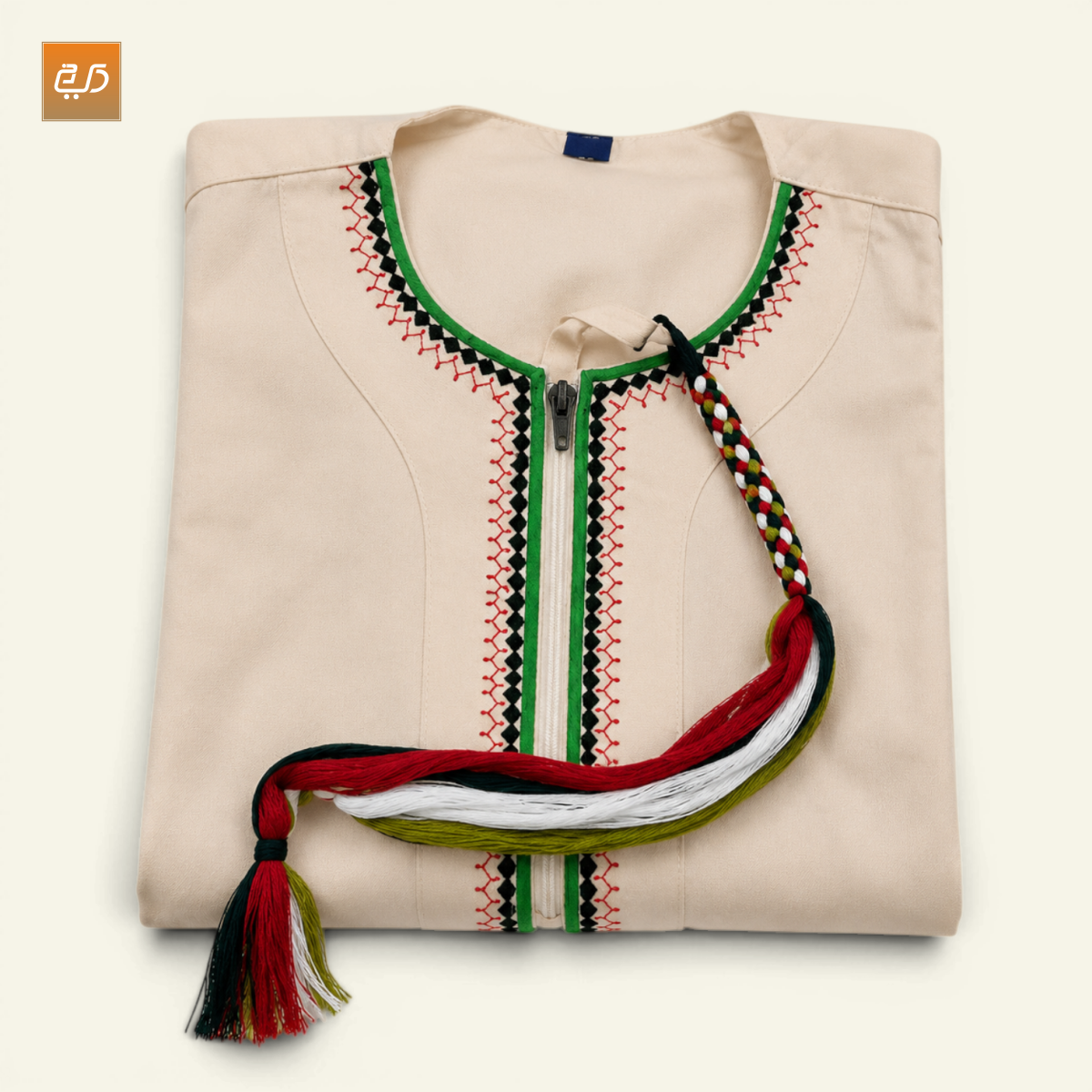 Cream Moroccan Tassel Neck Jubba