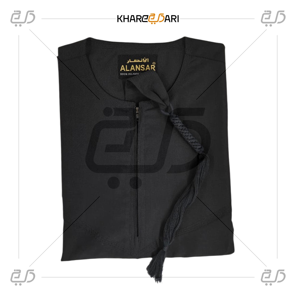 Premium Black Embroidered Thobe with Tassel