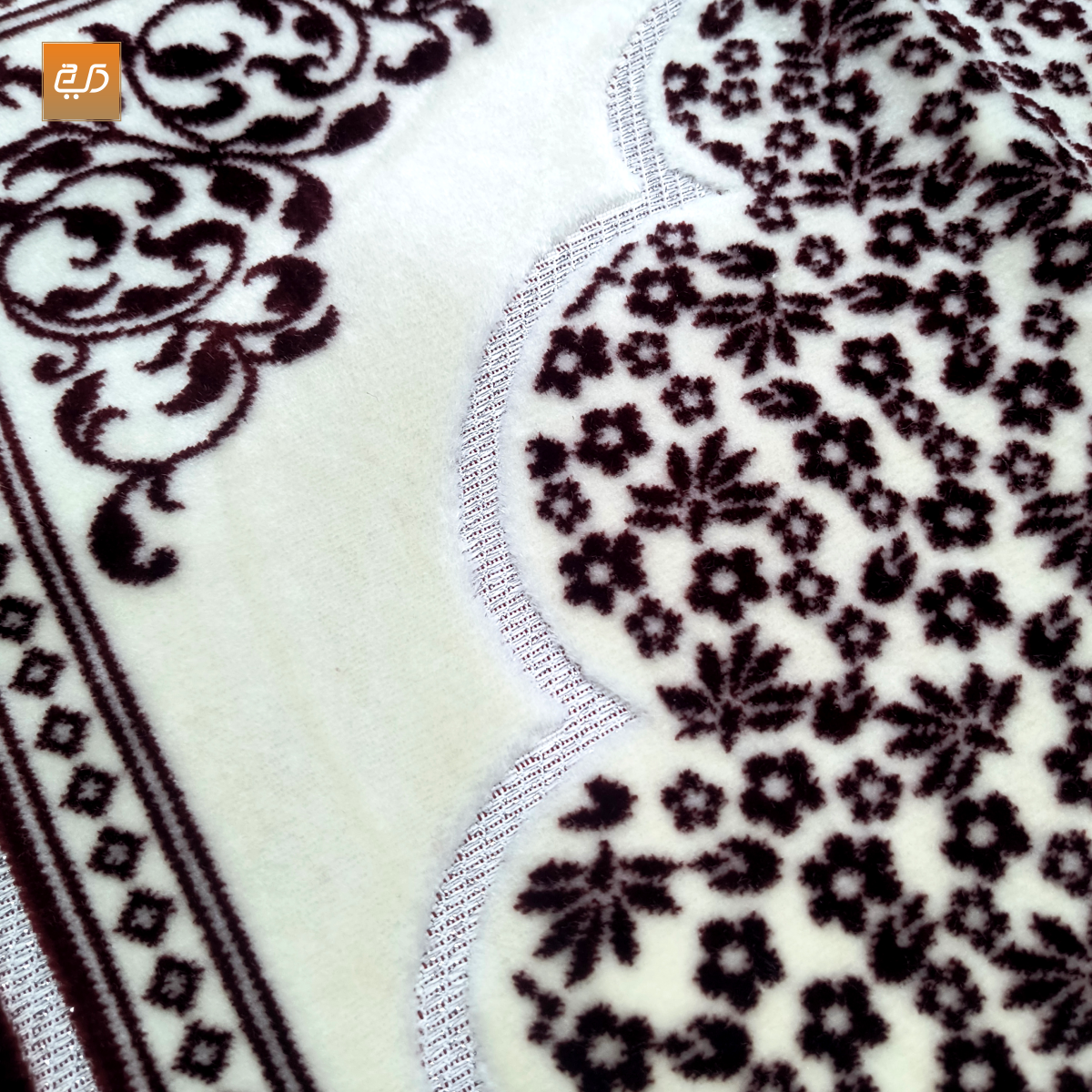 Soft Velvet Cream Turkish | Floral Janamaz
