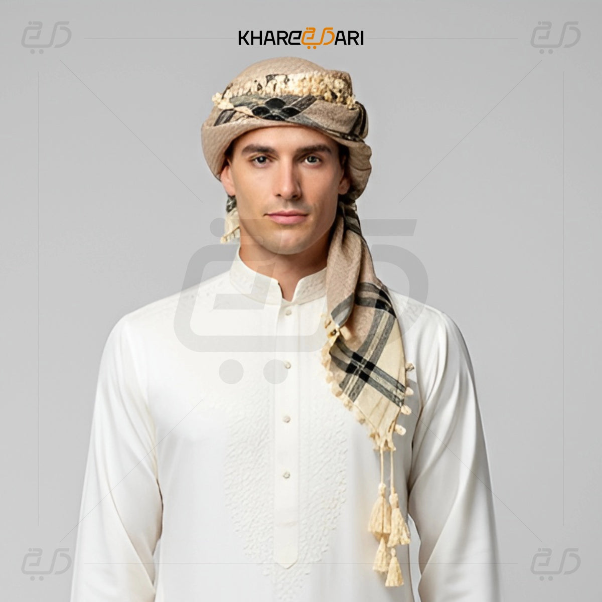 Checkered Cotton Scarf – Tassel Edge