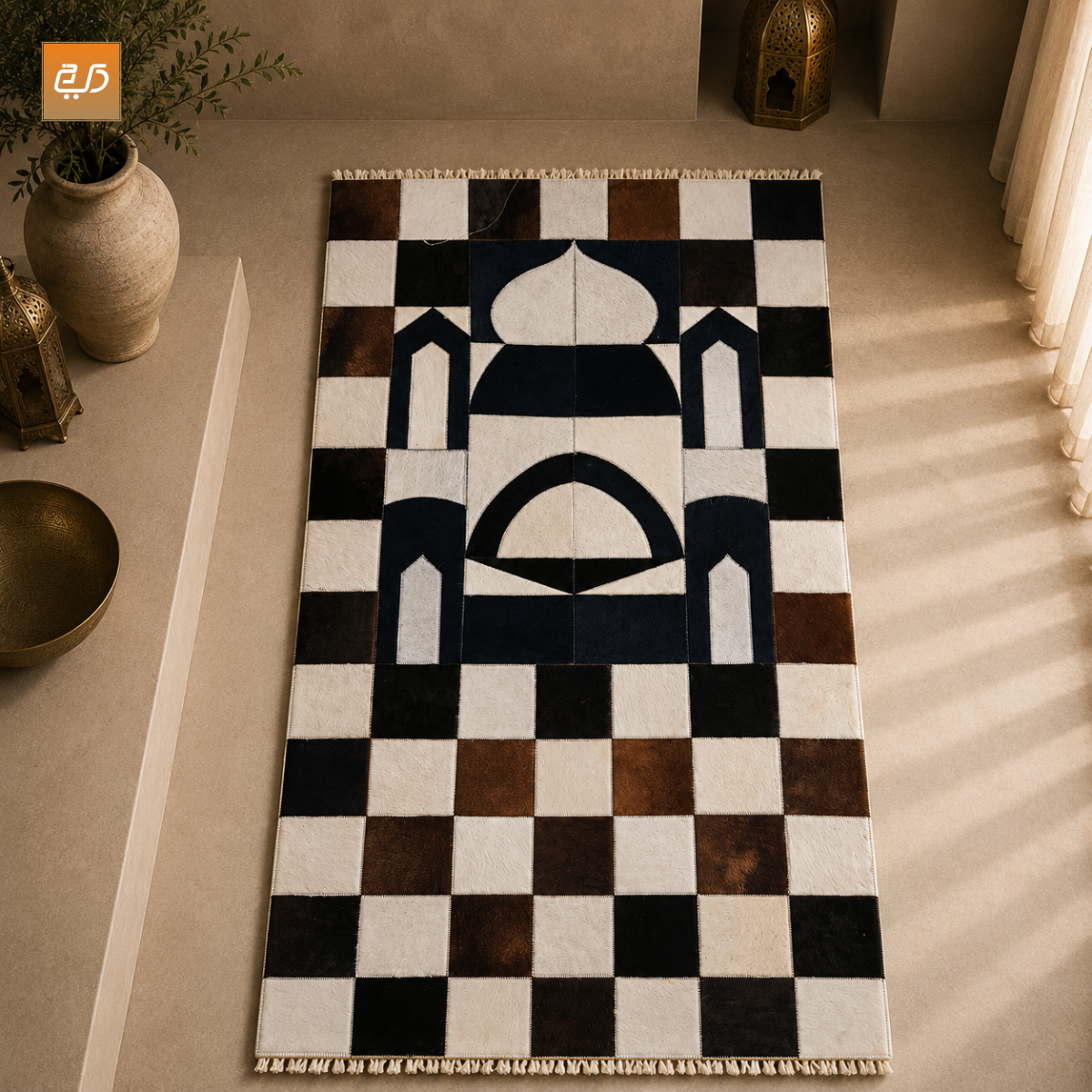 Pure Leather Janamaz with Natural Goat Hair – Masjid Design