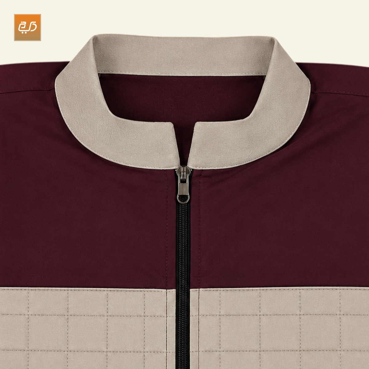 Maroon & Cream Half-Zip Dual Chest Panel Jubba