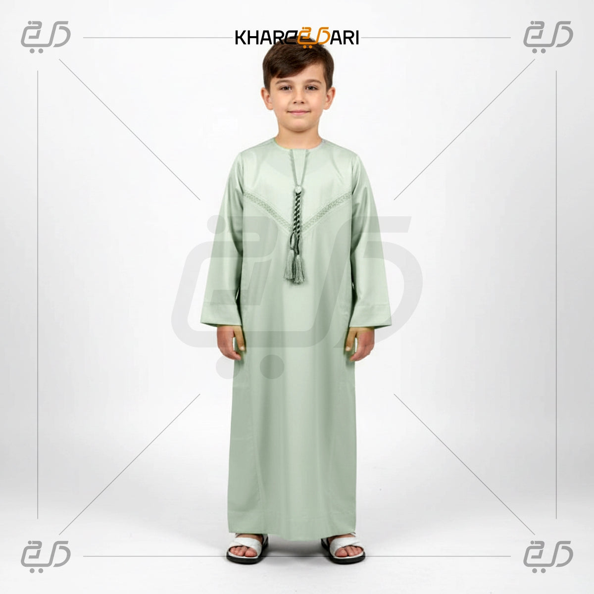 Mint Green Omani Style Kids Jubba
