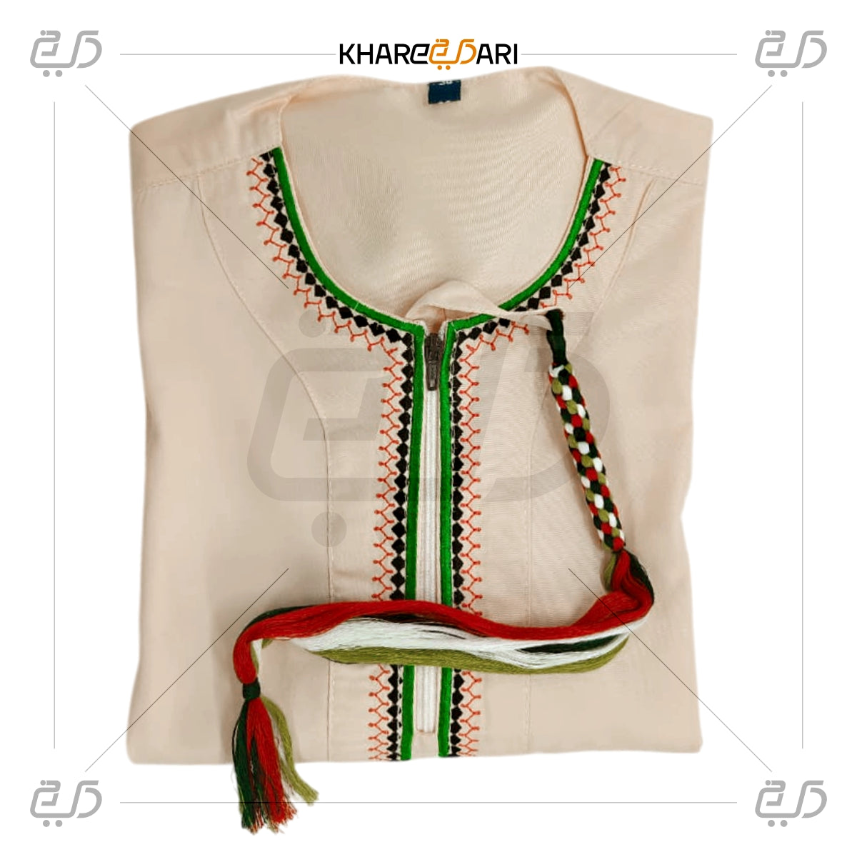 Cream Moroccan Tassel Neck Jubba