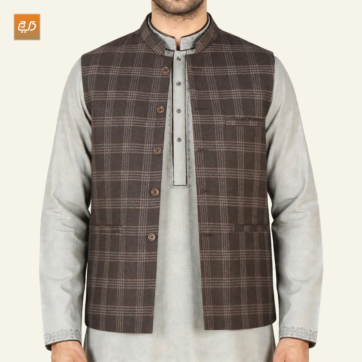 Men’s Plaid Nehru Waistcoat | Classic Ethnic Vest